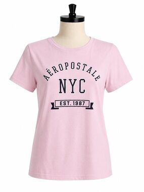 Aeropostale Light Pink Crewneck Tee with Black Logo